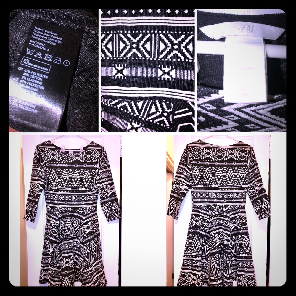 H&M stretchy dress Size S black/white